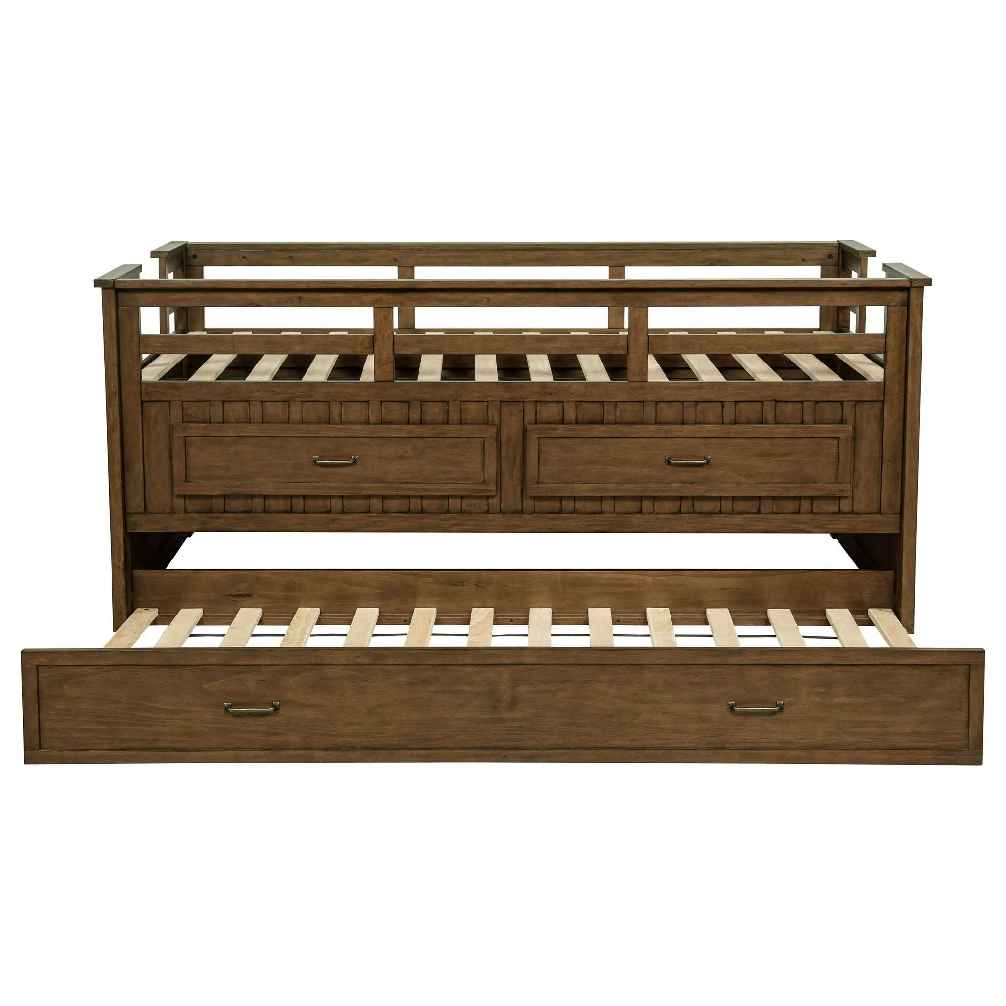 Carlsbad Wood Twin Captains Bed With Trundle Medium Brown by Unique Piece Furniture
