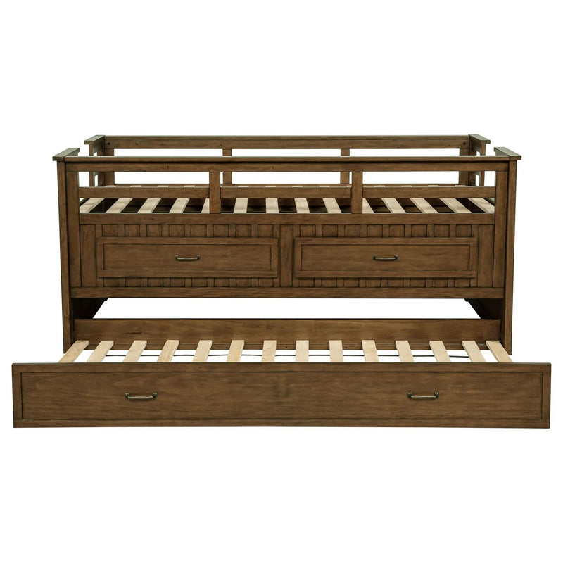 Carlsbad Wood Twin Captains Bed With Trundle Medium Brown by Unique Piece Furniture