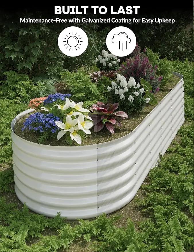 2 Pcs Raised Garden Beds Outdoor 10x4x1.5ft - Galvanized Steel Planter Box for Vegetables, Flowers, Rust-Resistant Garden Box, Easy Assembly Raised Beds, Durable Planters for Outdoor Plants, Beige by GreenHaven Gardens