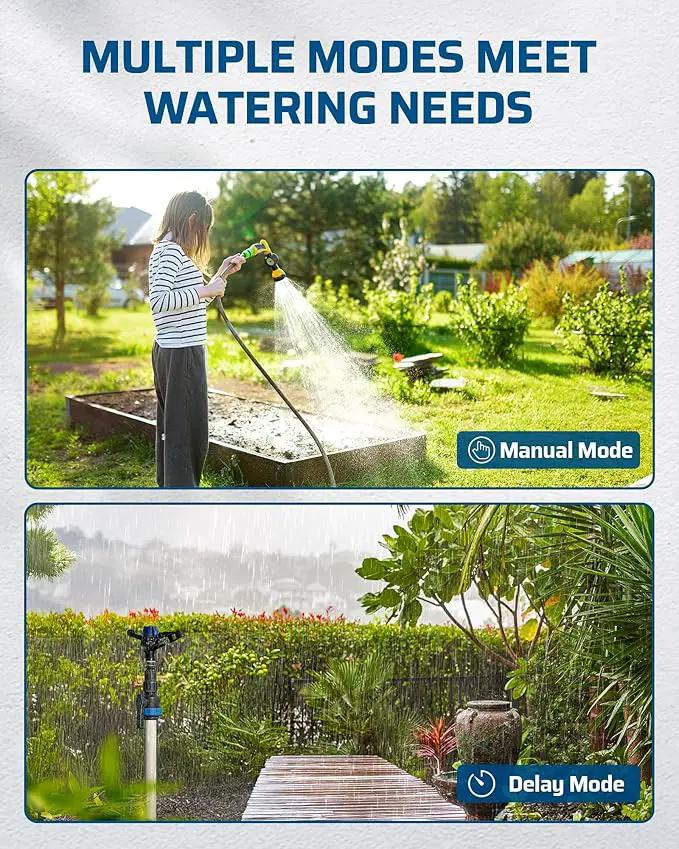 DEWENWlLS Sprinkler Timer, 4 Zone, Outdoor Faucet lrigation, Rain Delay & Manual, Programmable Water Hose Timer for Holiday, Garden, Lawn, Vegetable Gardening, Potted Flowers by GreenHaven Gardens