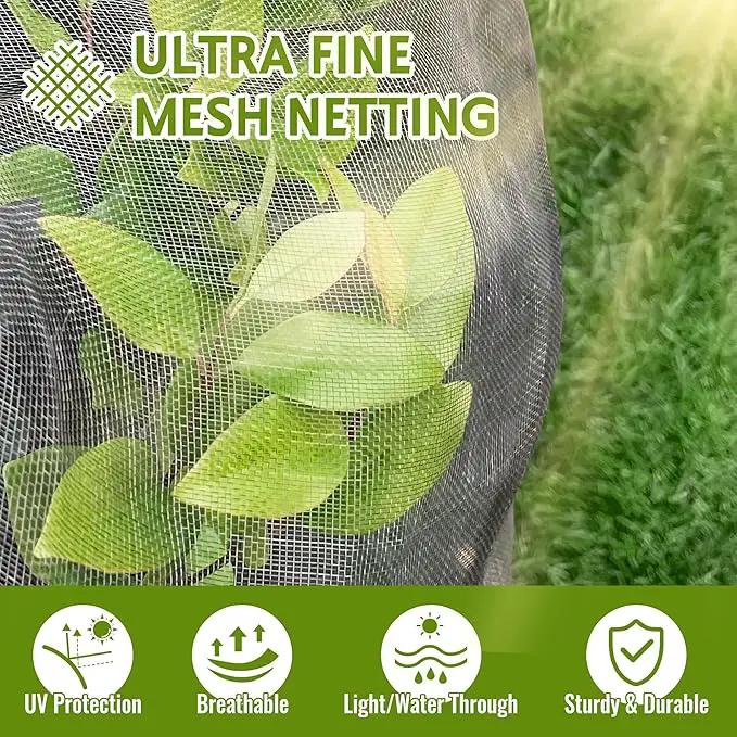2 Pack Fruit Tree Netting Bags with Zipper and Drawstring, 8 x 8ft Ultra Fine Mesh Garden Netting Plant Cover, Bird Netting for Blueberry Bushes, Fruit Trees, Flowers (Black, 8 x 8 ft) by GreenHaven Gardens