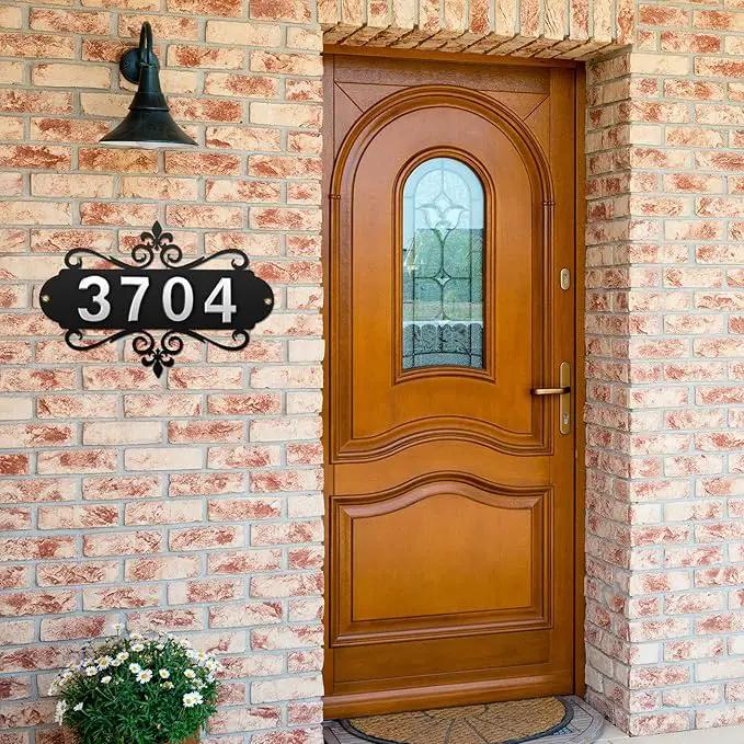 House Address Plaques Metal Address Sign Outside House Number Mailbox Number Sign for House Home Hotel Office Garden Decorative Wall Plaque(13.8 inch,Delicate Style) by GreenHaven Gardens
