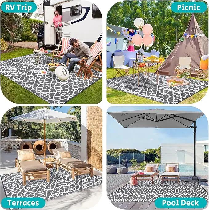 HEBE Outdoor Rug Waterproof 6x9, Plastic Straw Rug Camping Rug, Reversible Outdoor Patio Rugs RV Mat Clearance, Indoor Outside Floor Carpet for Porch,Deck,Camper,Balcony,Backyard by GreenHaven Gardens