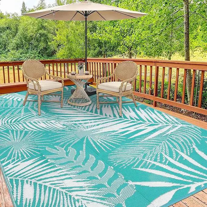 HiiARug Outdoor Rug 6x9Ft Waterproof for Patios Clearance, Reversible Plastic Straw Patio Mat Large Area Rugs RV Mats for Outside Trailers Campers Porch Deck Beach Backyard by GreenHaven Gardens