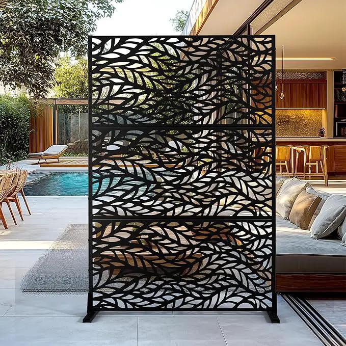 Outdoor Privacy Screen,72" H×47" W Metal Privacy Screen, Freestanding Privacy Fence Panels for Patio by GreenHaven Gardens