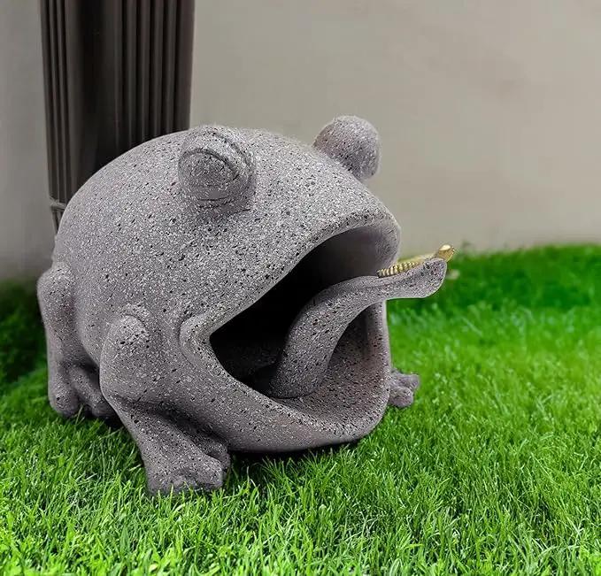Frog Statues Gutter Downspout Extension Statues Garden Decoration,Animal Resin Statue Outdoor Decor,Downspout Diverter,Decorative Gutter Extension,3"×4" Downspout Extender Diverter Splash Block（Grey） by GreenHaven Gardens