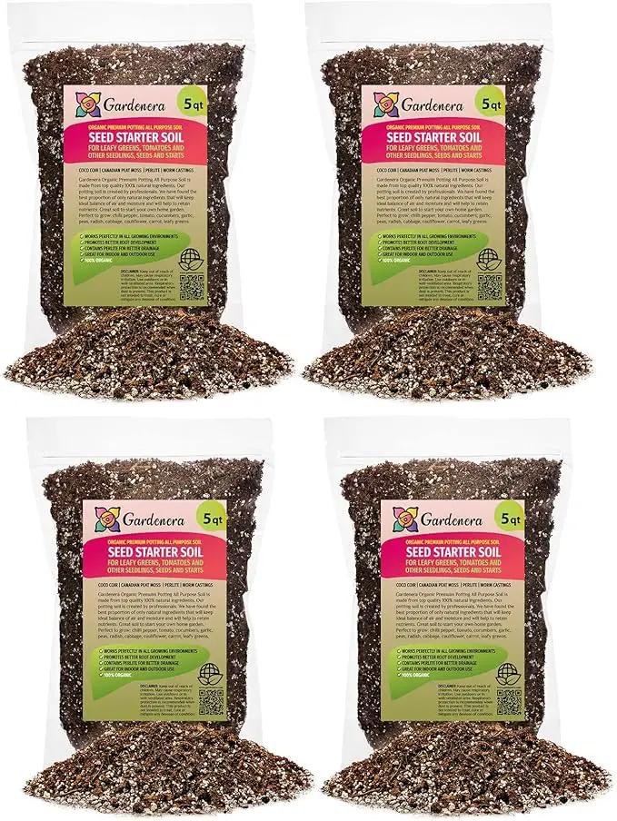 Premium Organic Seed Starter Soil - 20 Quart - All-Purpose Organic Potting Soil for Happy Seedlings and Plants by Gardenera (4 Bags of 5 Quarts) by GreenHaven Gardens