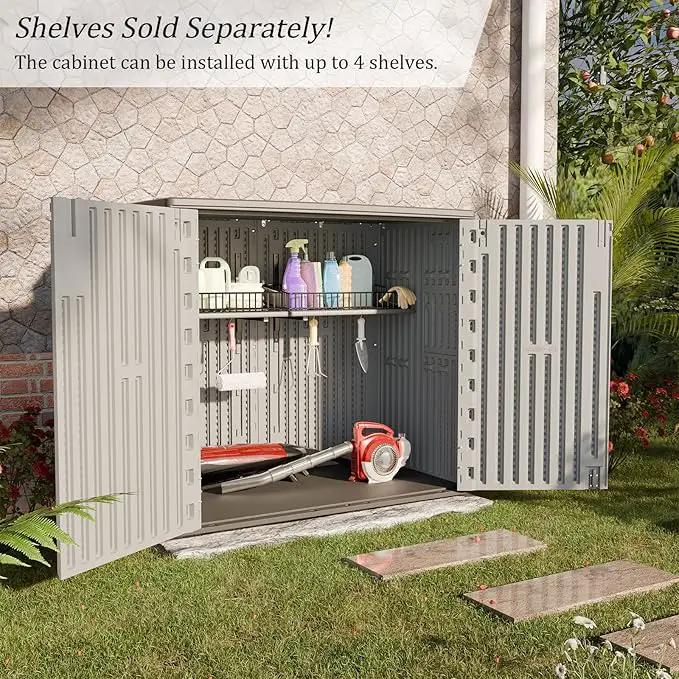 HOMSPARK 37 Cu.Ft Outdoor Storage Shed Weather Resistant, Resin Storage Sheds & Outdoor Storage Box for Backyard Garden Patio Lawn, Multi functional | Double-wall Shed with Lockable Doors,(Light Gray) by GreenHaven Gardens