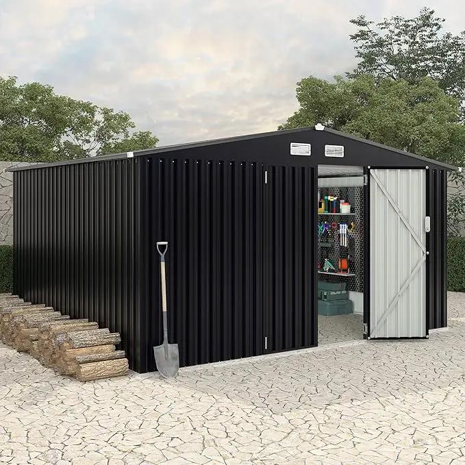 8x10 FT Metal Storage Sheds Outdoor with Floor, Metal Yard Sheds Garden Shed Kit, MetalTool Shed with Lockable Door, Metals UtilitySheds Buildings with Air Vent for Backyard Garden Patio Lawn by GreenHaven Gardens