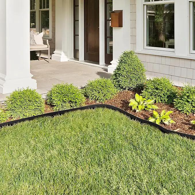 KOL Galvanized Steel Flexible Garden Lawn Edging, 10-Pack Black Metal Landscape Edging Strips - Heavy Duty Hammer-in Border with 11 Clips - 16-Gauge - 40" L x 4.5" H (33FT Total Length) by GreenHaven Gardens