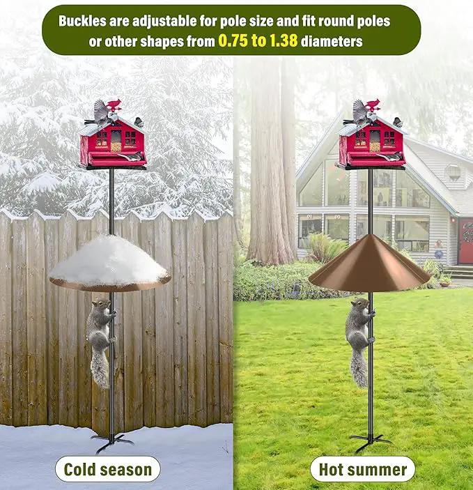 Squirrel Baffle for Bird Feeder Pole, 19-Inch Outdoor Bird Feeder Guard, Squirrel-Proof Birdhouse Baffles, Shepherd's Hook for Outside(Brown) by GreenHaven Gardens