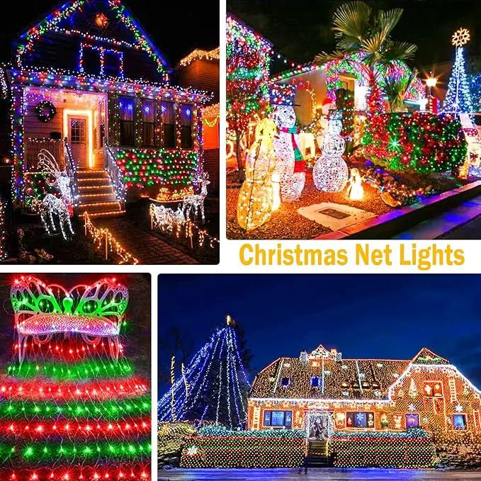 KNONEW Christmas Net Lights 360 LEDs 13ft x 9.8ft Outdoor Mesh Lights Connectable Waterproof 8 Modes & Timer Plug-in Net Fairy Lights for Bushes Garden Party Wedding Holiday,Red and Green by GreenHaven Gardens