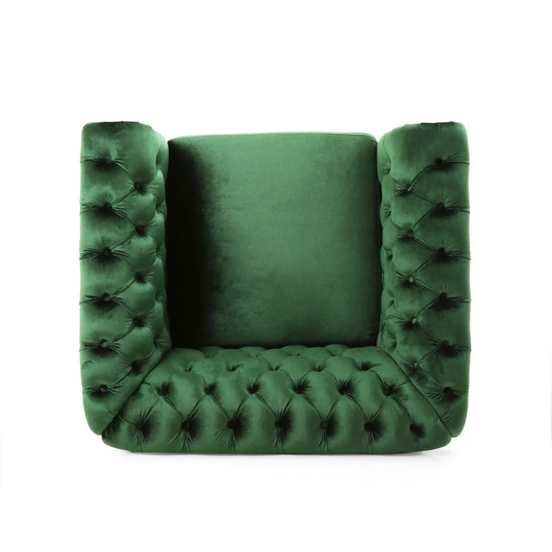 Nexuson Upholstered Chesterfield Chair With Deep Tufted And Nailhead Trim by HouseOfZazla