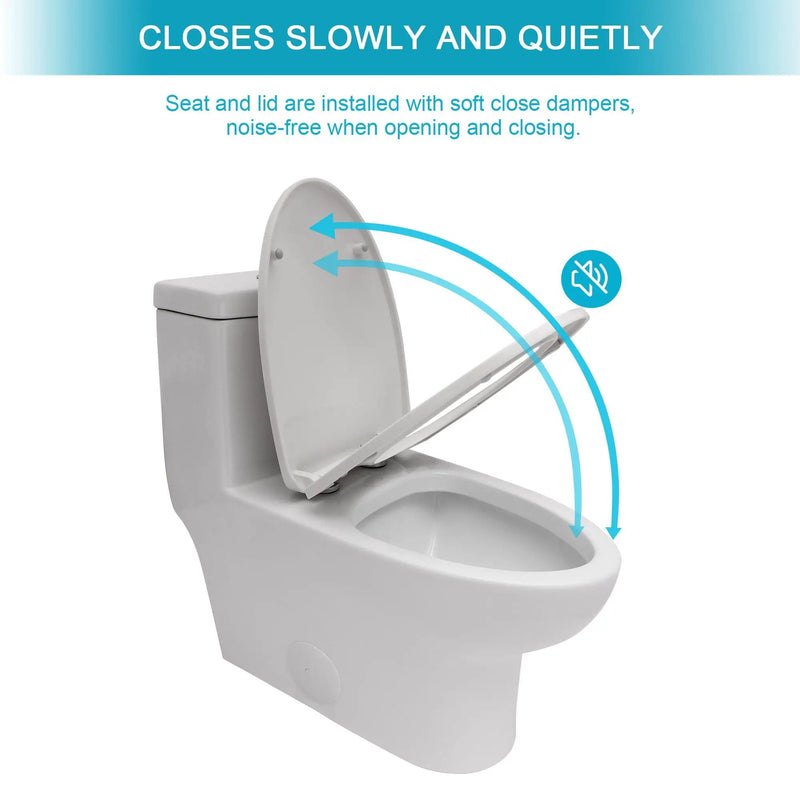 Modern Ceramic 1 Piece Toilet With Dual Flush And Soft Closing Seat - White by HouseOfZazla