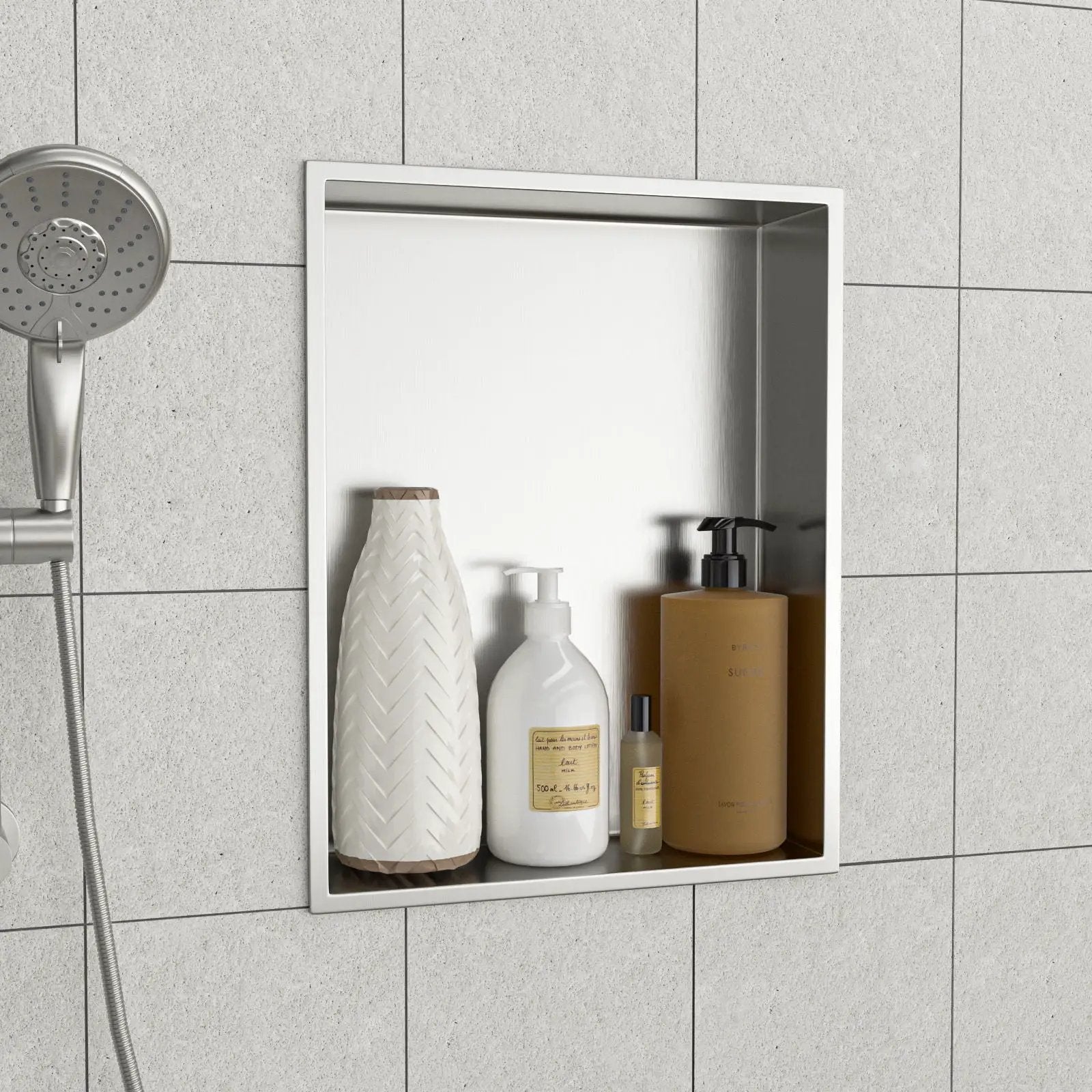 Stainless Steel Shower Niche With Seamless Design For Bathroom Storage by HouseOfZazla