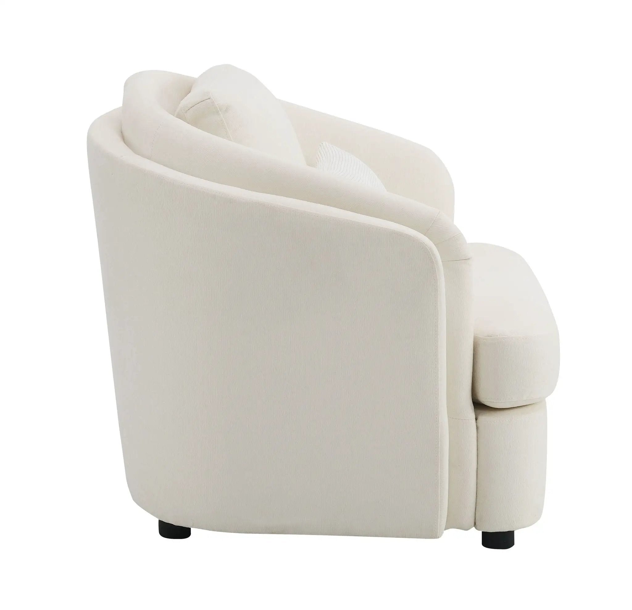 Mariko Linen Chair With 1 Toss Pillow - Beige by HouseOfZazla
