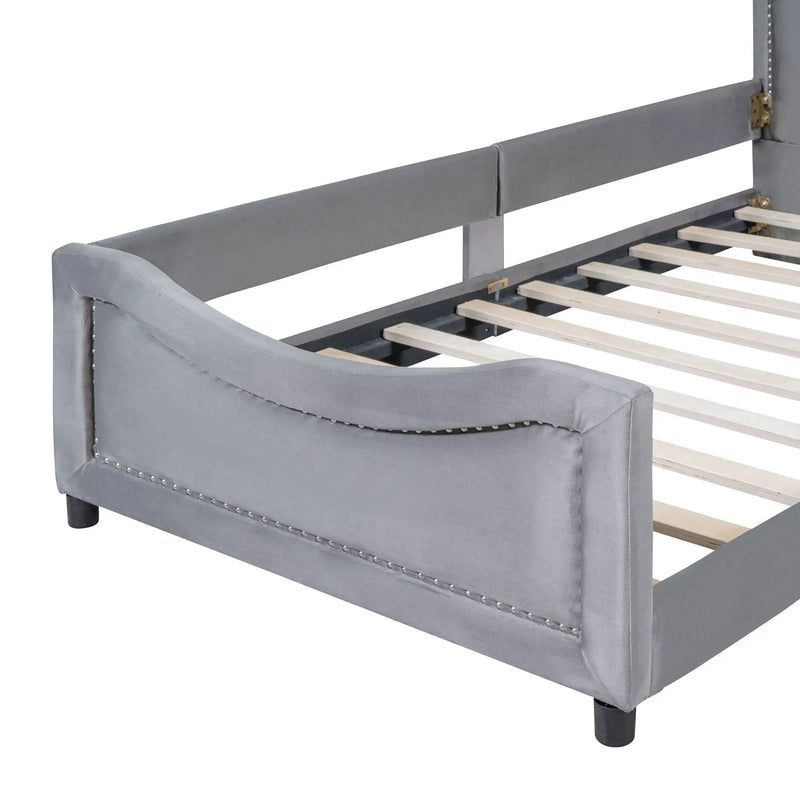 Upholstered Daybed With Classic Stripe Shaped Headboard by HouseOfZazla