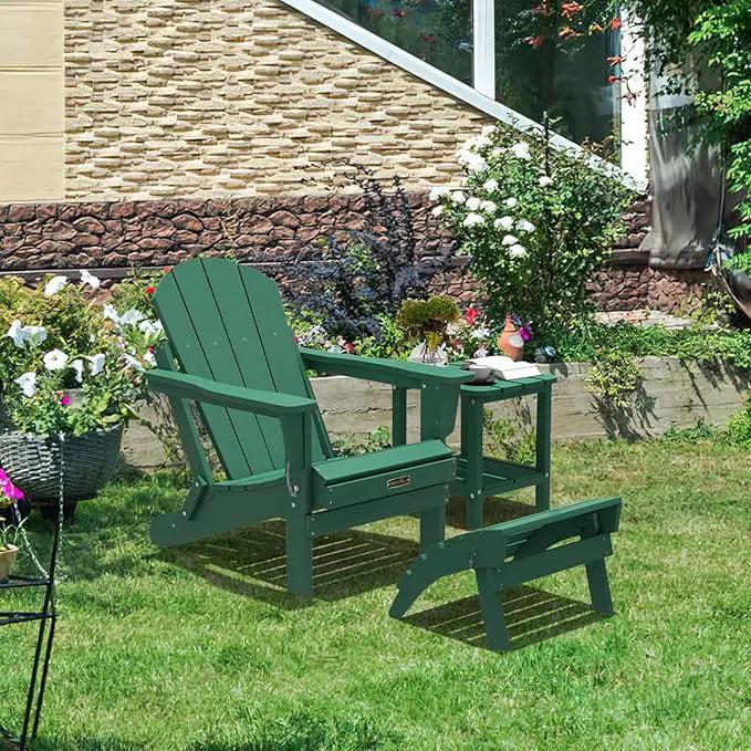 SERWALL Folding Adirondack Ottoman Without Assembly, Green by GreenHaven Gardens