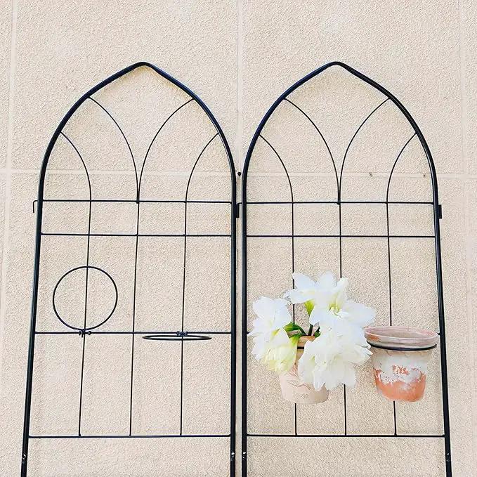 Metal Garden Trellis Rustproof Trellis for Climbing Plants Outdoor Flower Support (Black-4 Pack, 78.7"x19.7") by GreenHaven Gardens