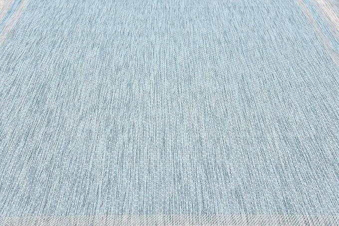 Unique Loom Outdoor Border Collection Area Rug - Soft Border (8' x 11' 4" Rectangle, Aquamarine/ Ivory) by GreenHaven Gardens