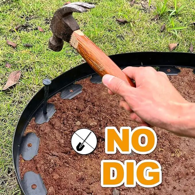 4 inch Tall Landscape Edging No Dig 33FT Garden Edging with 30 Spikes, Landscape Edging Border for Landscaping, Lawn, Flower Beds, Grass, Yard by GreenHaven Gardens