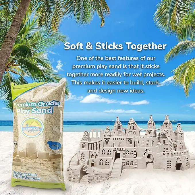 Classic Sand and Play Sand for Sandbox, Table, Therapy, and Outdoor Use, 40 lb. Bag, Natural, Non-Toxic, Wet Castle Building for Creativity and Stimulates Sensory Skills by GreenHaven Gardens