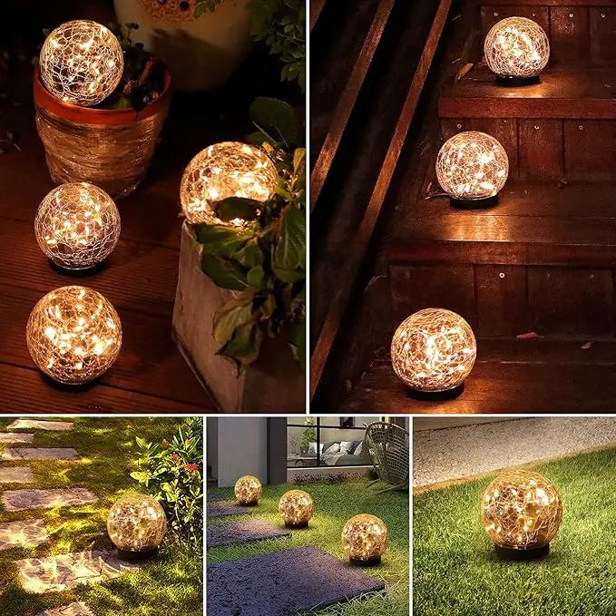 Solar Globe Lights Outdoor Waterproof-Solar Balls-Solar Garden Lights-Solar Orbs for Outside 4 Pack Cracked Glass Ball for Lawn Patio Yard Backyard Decorations, DS-XBQ-1-1-1 by GreenHaven Gardens