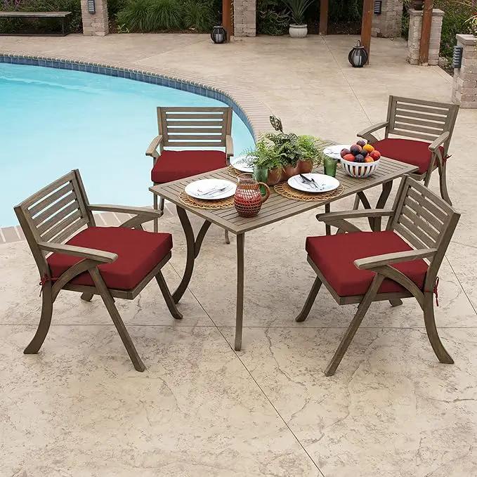 Arden Seat Cushion, 21 x 21, Rain-Proof, Fade Resistant, Cushion for Patio Dining, Adirondack, and Outdoor Chairs Ruby Red Leala by GreenHaven Gardens