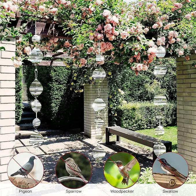 Bird Deterrents for Outside, Reflective 3D Stainless Steel Wind Spinners, Garden Decor, Bird Scare Devices to Keep Woodpeckers, Pigeons Away from Your House, Patio, Orchards by GreenHaven Gardens