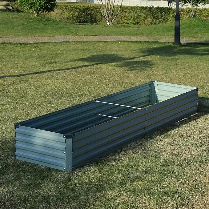 8x2x1ft(2 Pack) Galvanized Raised Garden Bed,Outdoor Planter Box Metal Patio Kit Planting Bed for Vegetables Flowers Herb,Grey by GreenHaven Gardens