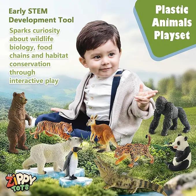 9 PCS Zoo Animal Toys for Kids 3-5 Realistic Plastic Wild Animal Figurine Toys Educational Learning Toy for Kids Boys Girls Toddlers by GreenHaven Gardens