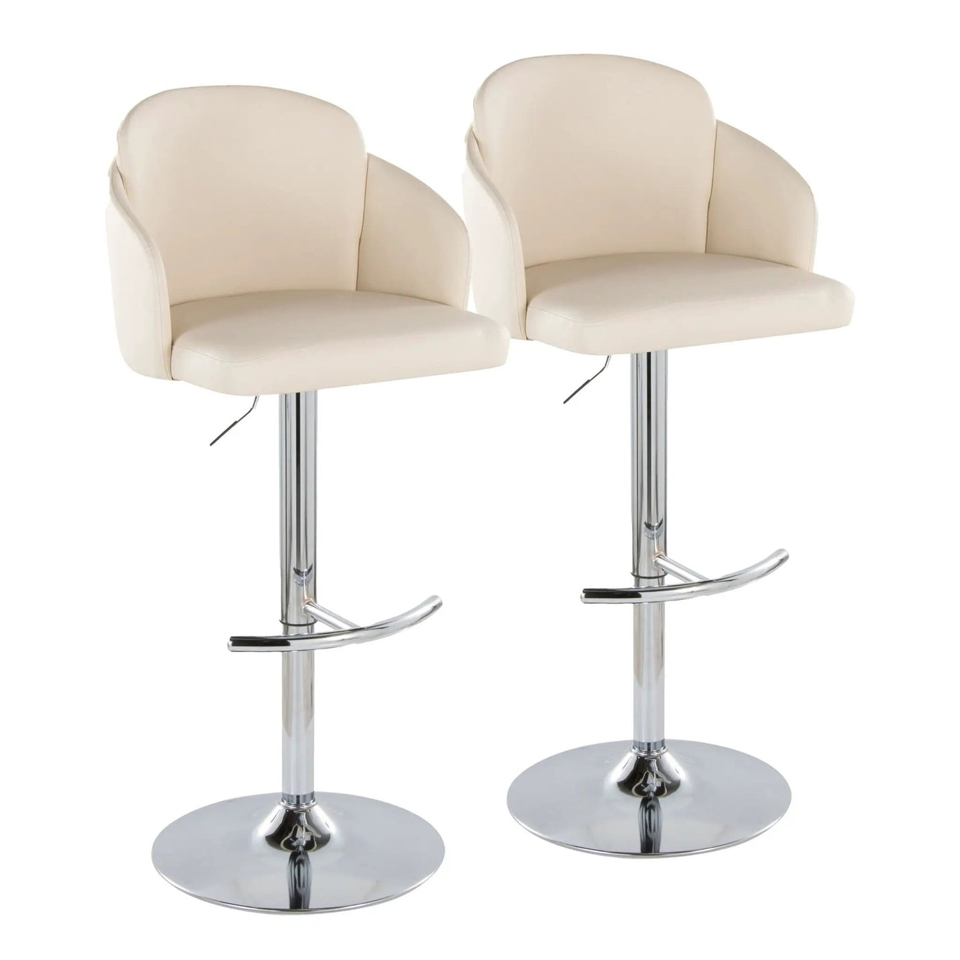 Dahlia - Contemporary Adjustable Barstool With Swivel With Rounded T Footrest (Set of 2) by HouseOfZazla