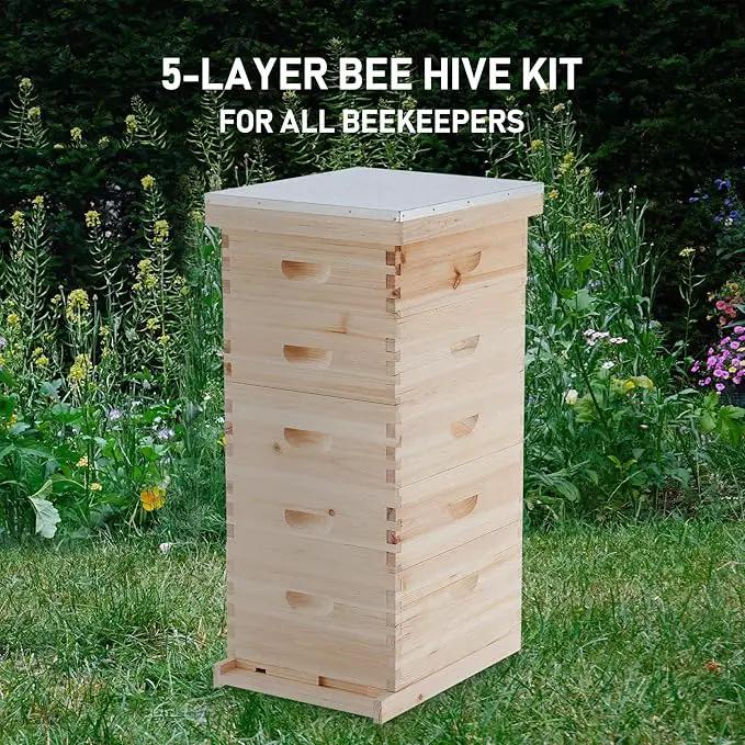 CREWORKS 5 Layer Bee Hive, Beehive for Honey, Bee Box Beekeeping Supplies, Hive Kit for Starter Beekeeper (No Frames) by GreenHaven Gardens