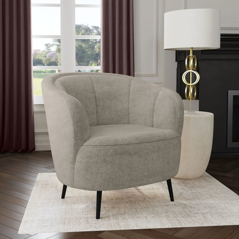 Ellorie Upholstered Channel Back Curved Chair Beige by Unique Piece Furniture