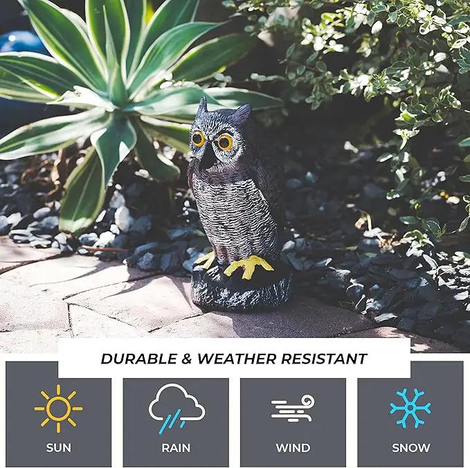 Galashield Owl Decoy | Plastic Owls to Scare Birds Away | Owl Statue for Garden & Outdoors - Pack of 3 by GreenHaven Gardens