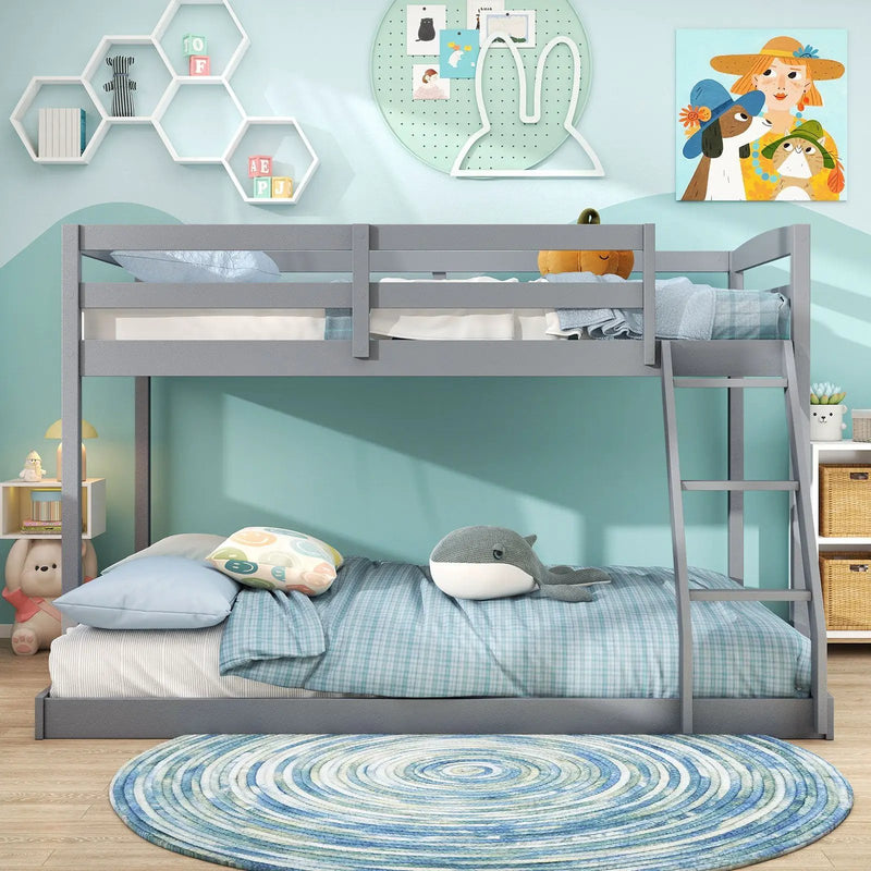 Twin Over Full Bunk Bed Low Floor Bunk Bed Frame by DirectDeals