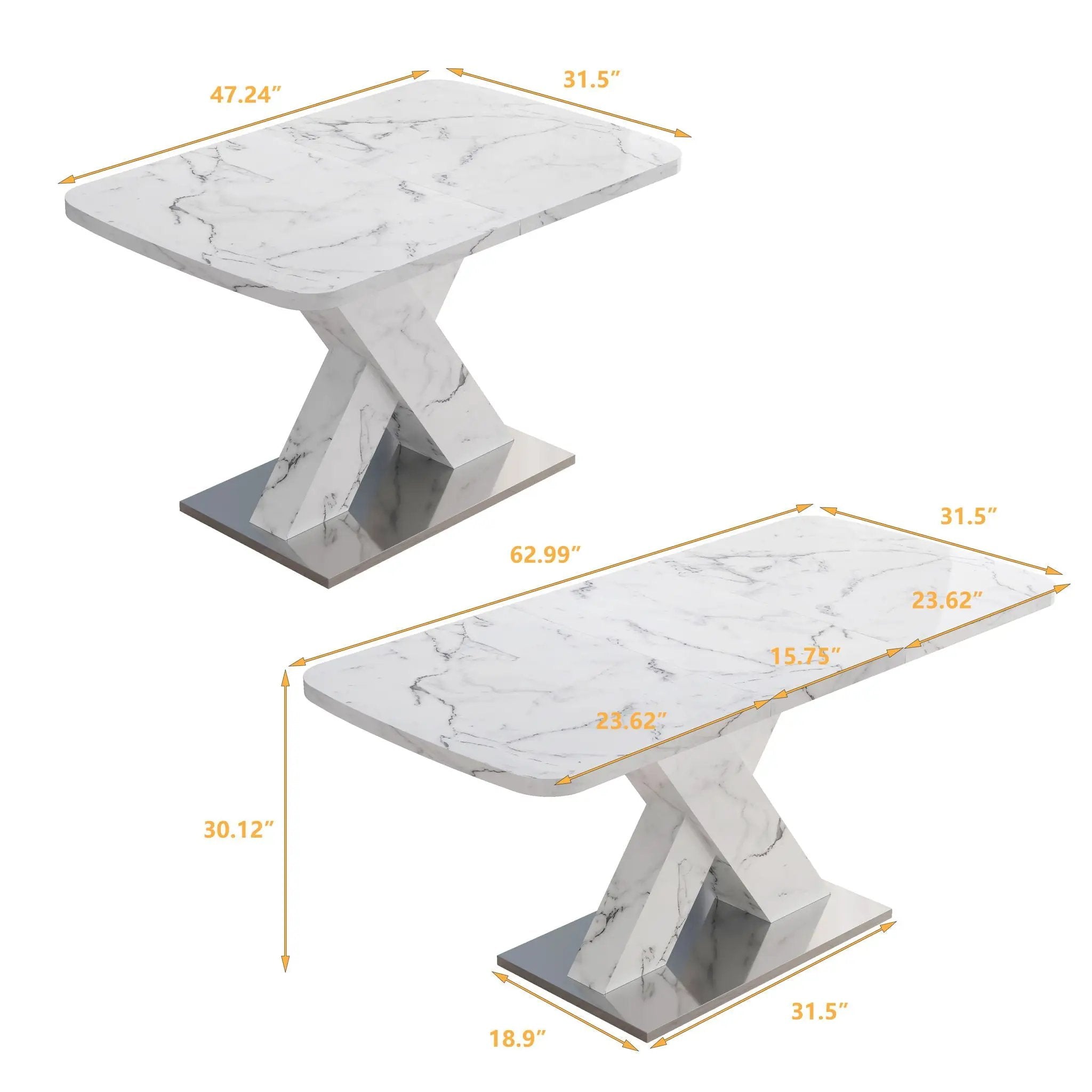 Modern Rectangle Dining Table With Stretchable TopAnd X Shape Legs by Unique Piece Furniture