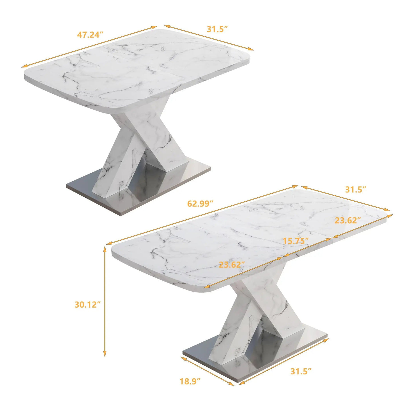 Modern Rectangle Dining Table With Stretchable TopAnd X Shape Legs by HouseOfZazla