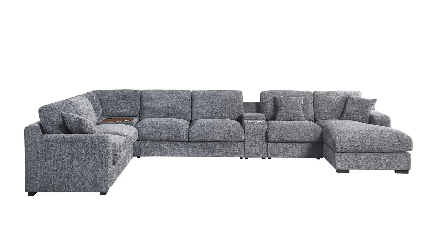 Celine - Fabric Corner Sectional Sofa With Right-Facing Chaise, Cupholders, And Charging Ports by Unique Piece Furniture