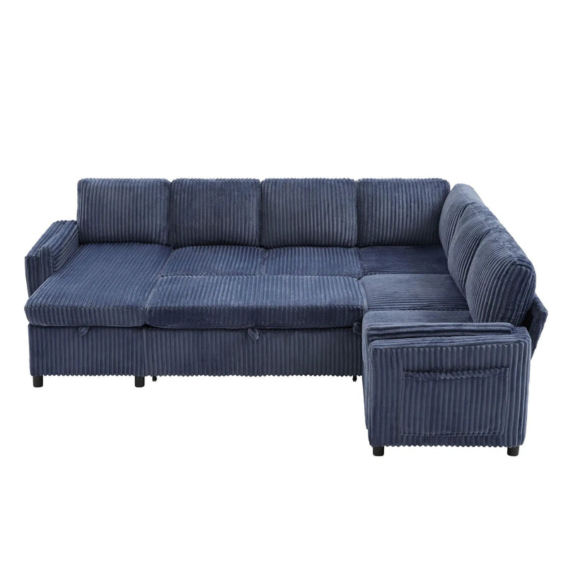Convertible U-Shaped Sectional Sofa Bed With USB Ports And Storage by HouseOfZazla
