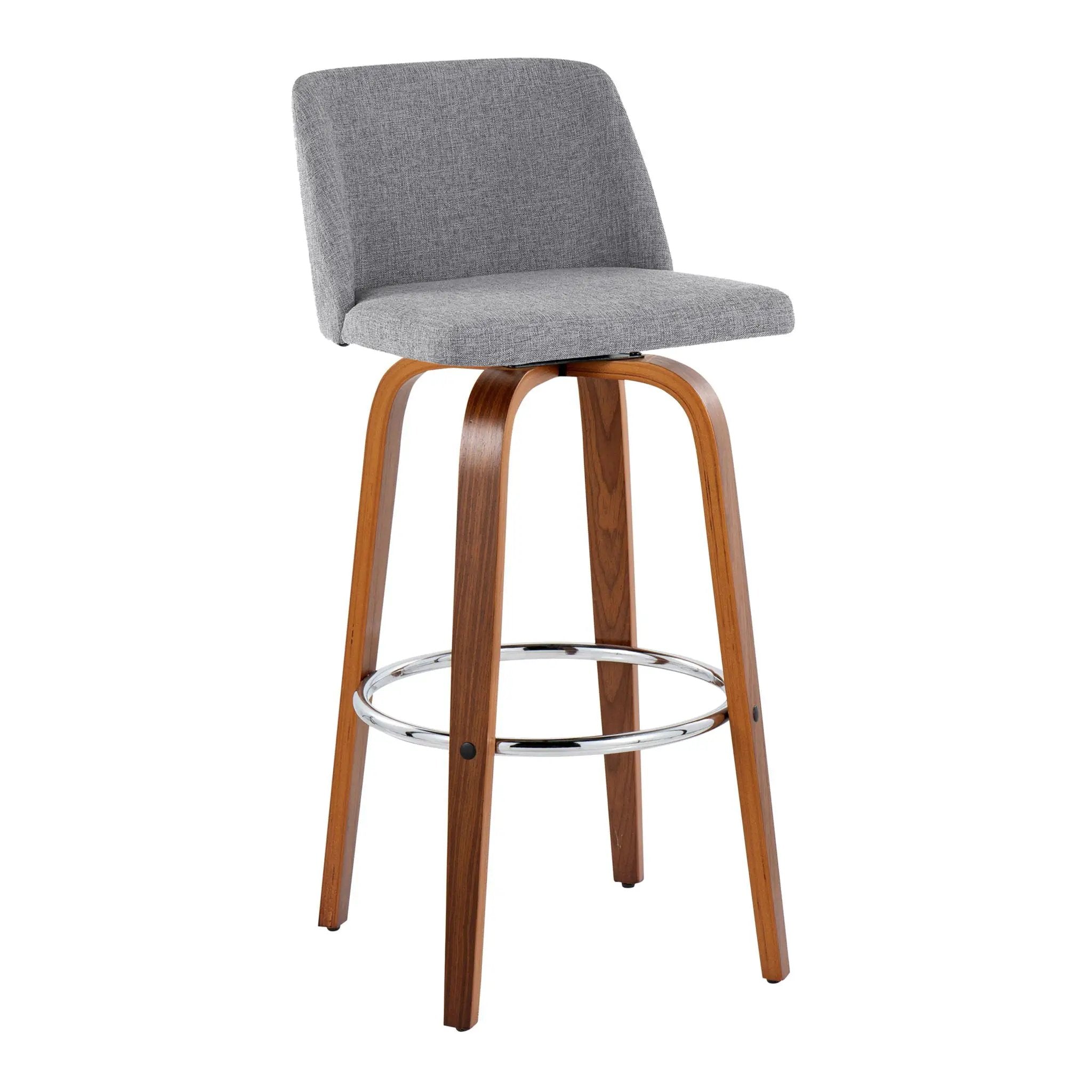 Toriano - Mid Century Modern Fixed Height, Barstool With Swivel With Round Footrest (Set of 2) by Unique Piece Furniture