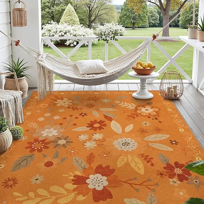 GENIMO Indoor Outdoor Area Rug 8' X 10' Waterproof, Washable Door Mat Non Shedding, Easy Cleaning Floral Outdoor Carpet for Patio, Entryway, Porch, Bathroom, Living Room, Bedroom, Backyard by GreenHaven Gardens