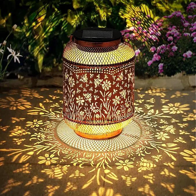 Solar Lanterns Outdoor Waterproof, Bee Garden Decor Hanging Lights, Metal Solar Lantern for Yard, Patio, Lawn, Pathway, Birthday & Gardening Gifts for Women, Mom, Grandma by GreenHaven Gardens