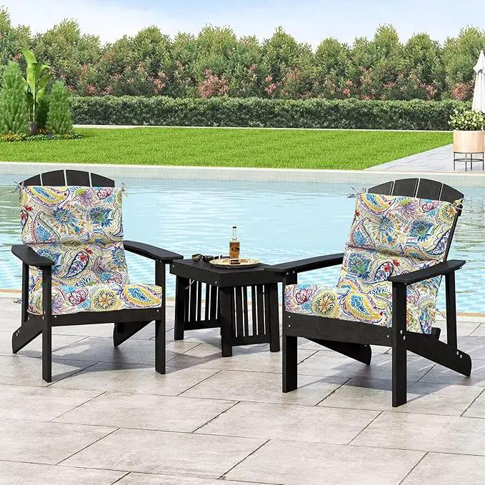 LVTXIII 2 Pack Outdoor/Indoor High Back Chair Cushions, Deep Seat Patio Seat and Back Cushion Set, Stuffed High Rebound Foam Rocking Chair Cushions, 44”x22”x4”, Paisley Chili by GreenHaven Gardens
