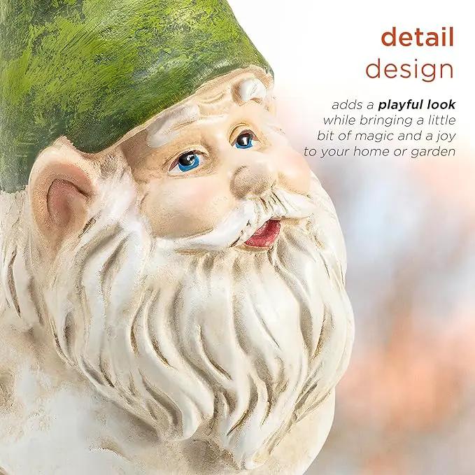 Alpine Corporation 12" Tall Traditional Outdoor Garden Gnome Yard Statue Decoration by GreenHaven Gardens