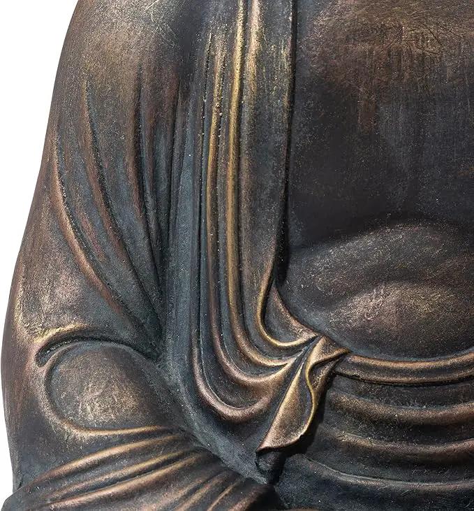 Glitzhome GH20384 22.75" Indoor Outdoor Sitting Meditating Buddha Zen Statue, 22.75 Inch Tall, Bronze by GreenHaven Gardens
