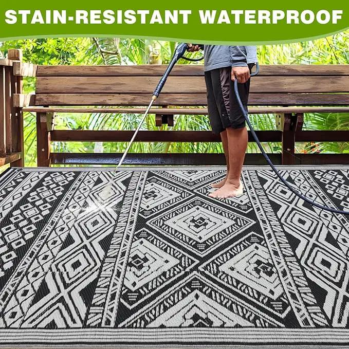 Outdoor Rug 6x9 ft Waterproof, Reversible Outdoor Plastic Straw Rug for Patios Clearance, Outdoor Area Rug Carpet RV Mat for Camping Backyard Deck Porch by GreenHaven Gardens