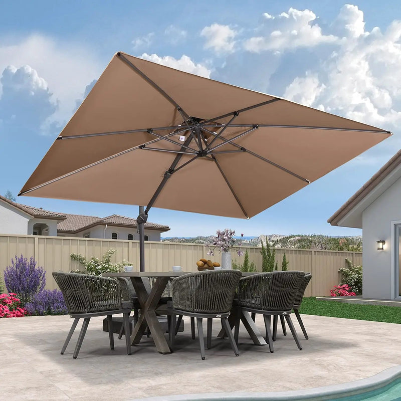 PURPLE LEAF 9' X 12' Cantilever Outdoor Umbrellas Large Patio Umbrella Hanging Double Top Rectangle Offset Umbrella with 360°Rotation Tilting Umbrella Outdoor Patio, Taupe by GreenHaven Gardens