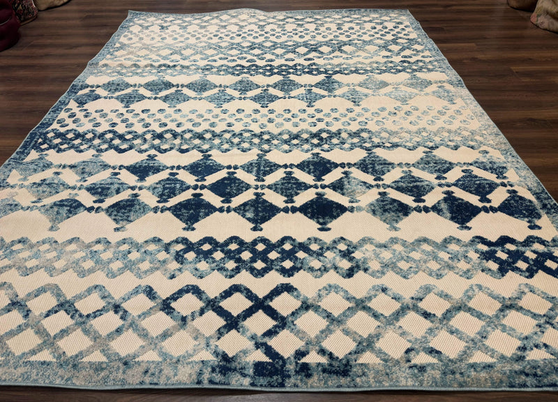 Modern Rug 8x10, Abstract Rug, Oat and Blue, Raised Pattern, Modway Rug Collection by Jewel Rugs