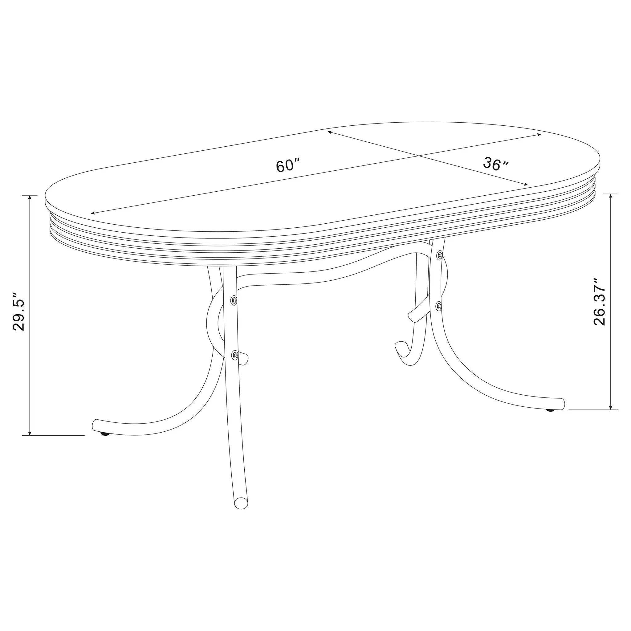 Retro Oval 60-inch Wood Top Dining Table White and Chrome by Unique Piece Furniture